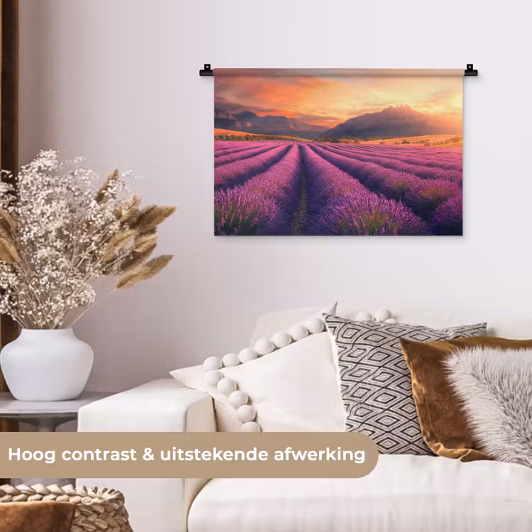Wandkleed - Lavendelveld - Zonsondergang - Paars — 4