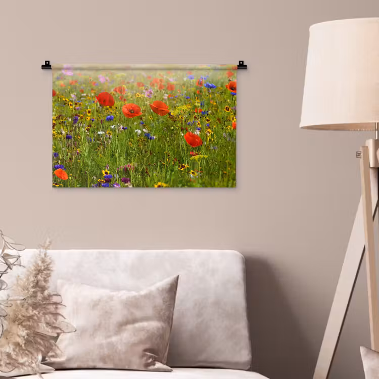 Wandkleed - Lente - Bloemen - Rood - Klaproos - Gras - Groen — 2
