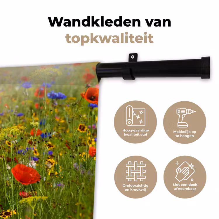 Wandkleed - Lente - Bloemen - Rood - Klaproos - Gras - Groen — 3