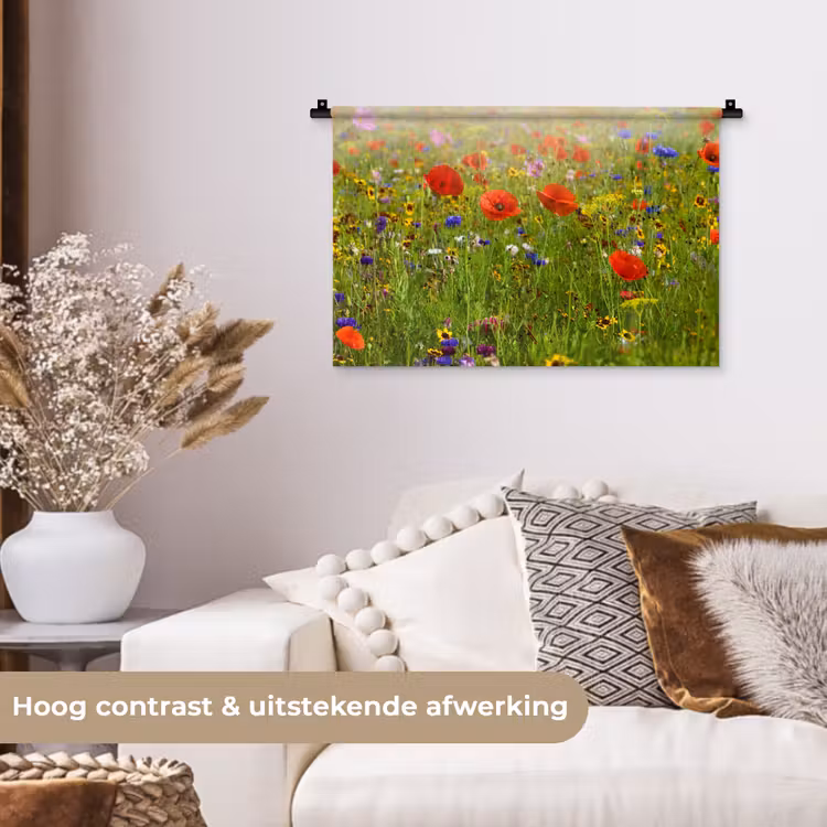 Wandkleed - Lente - Bloemen - Rood - Klaproos - Gras - Groen — 4