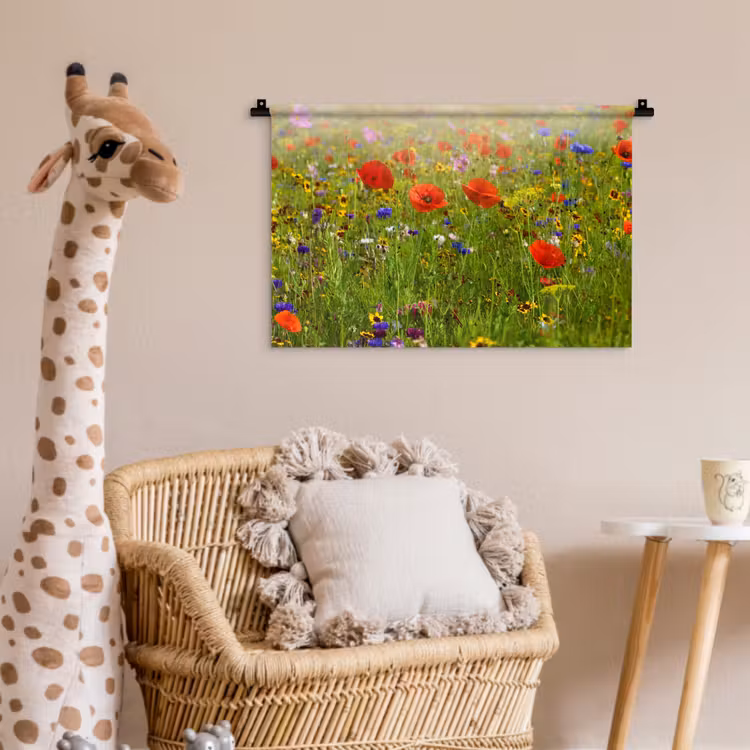 Wandkleed - Lente - Bloemen - Rood - Klaproos - Gras - Groen — 5