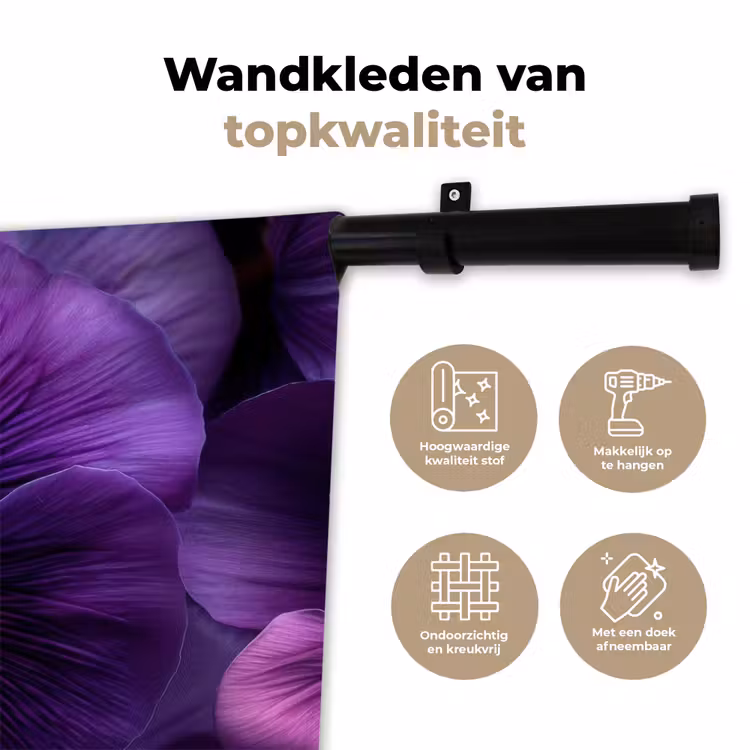 Wandkleed - Paars - Viool - Diepte — 3