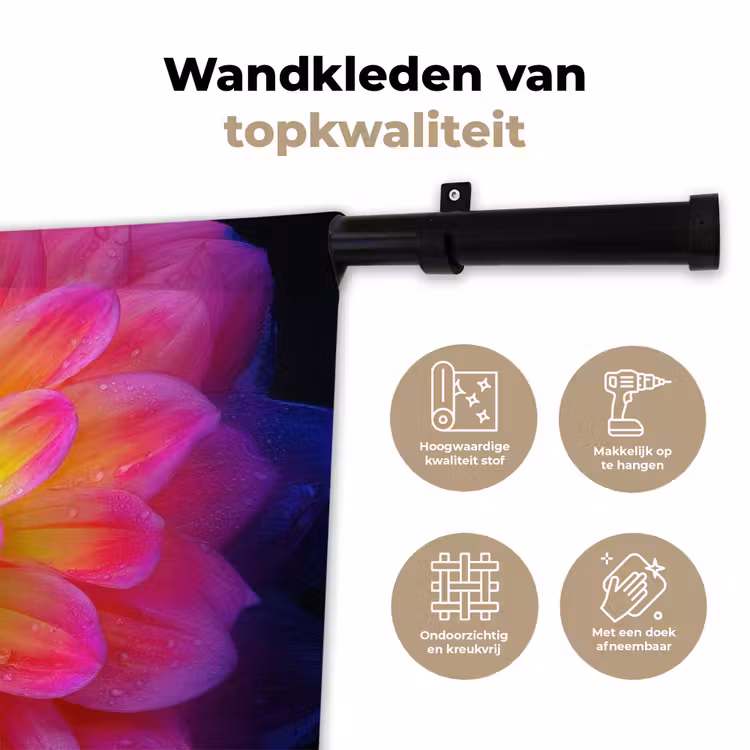 Wandkleed - Roze - Dahlia - Kleurrijk — 3