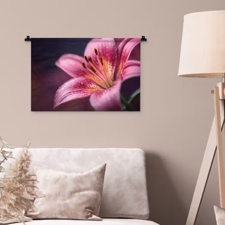 Wandkleed - Roze - lelie - Dauwdruppels — 2