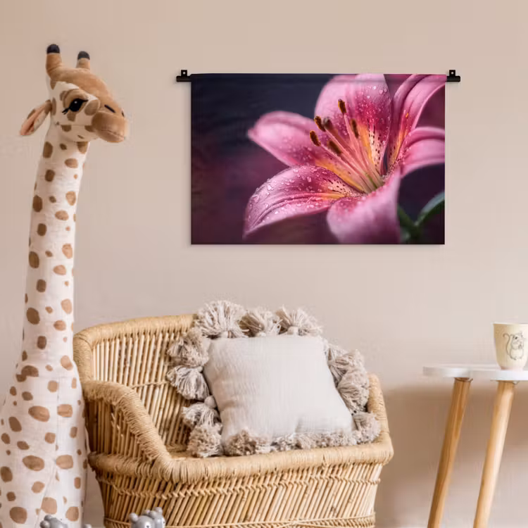 Wandkleed - Roze - lelie - Dauwdruppels — 5