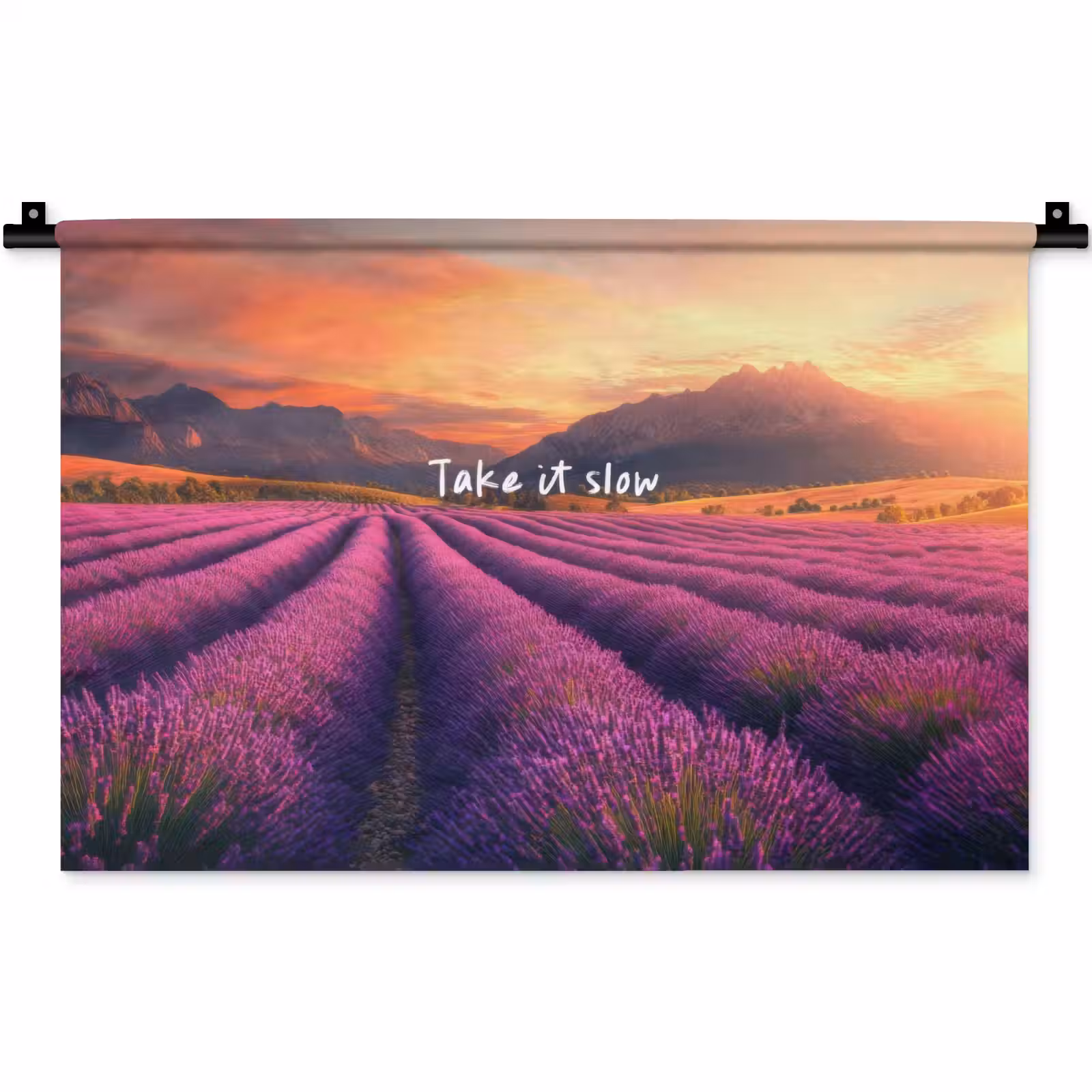 Wandkleed - Lavendelveld - Quote - Zonsondergang — 1