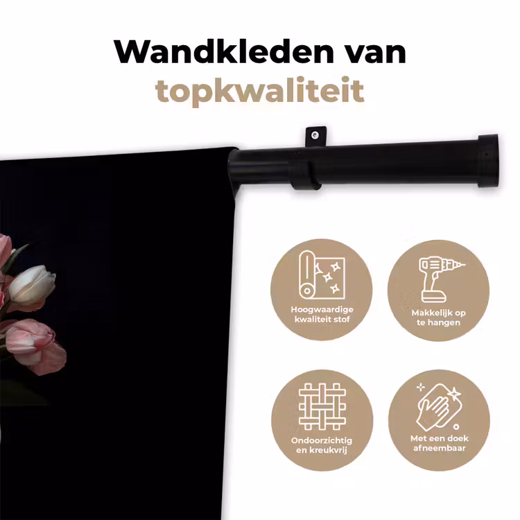 Wandkleed - Bloemen - Roze - Tulpen - Vaas — 3