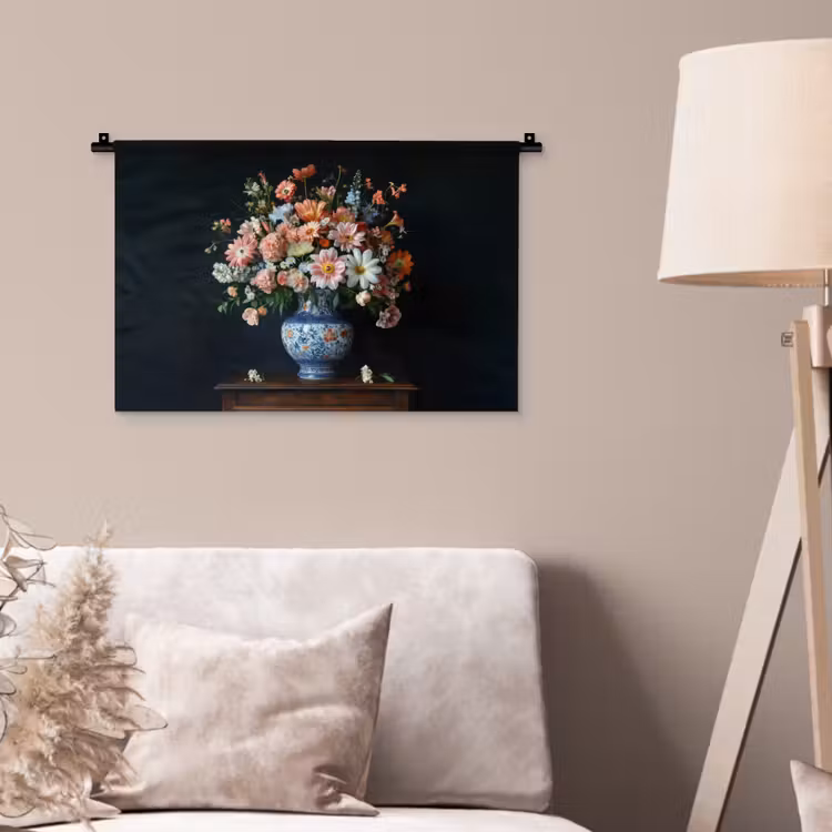 Wandkleed - Hout - Vaas - Kleuren - Bloemen — 2
