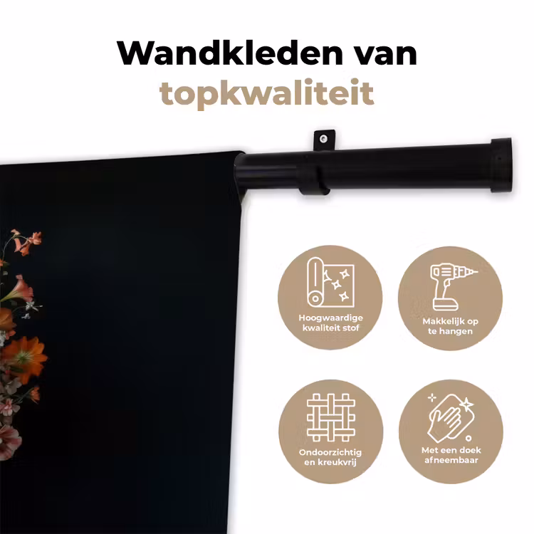 Wandkleed - Hout - Vaas - Kleuren - Bloemen — 3