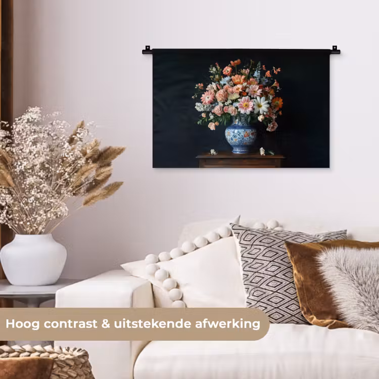 Wandkleed - Hout - Vaas - Kleuren - Bloemen — 4