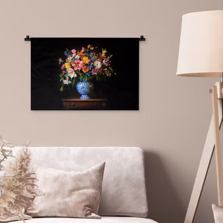 Wandkleed - Kleur - Vaas - Bloemen - Boeket — 2