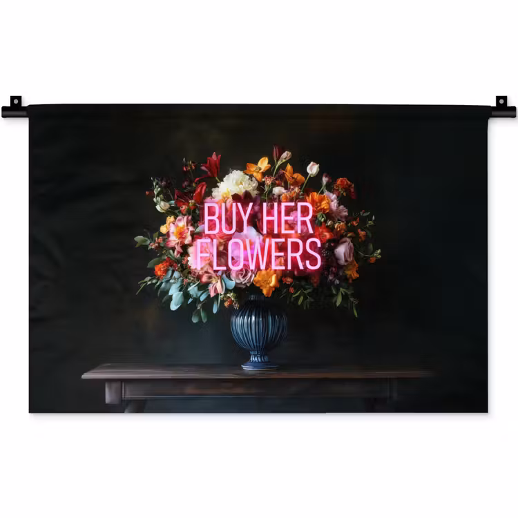 Wandkleed - Quote - Bloemen - Vaas - Neon — 1