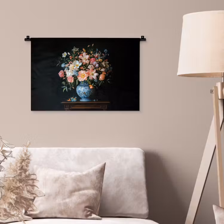 Wandkleed - Roze - Bloemen - Vaas - Kleuren — 2
