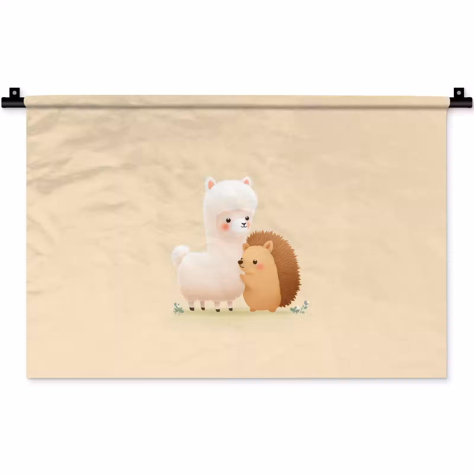 Wandkleed - Alpaca - Egel - Bruin - Knuffelen — 1