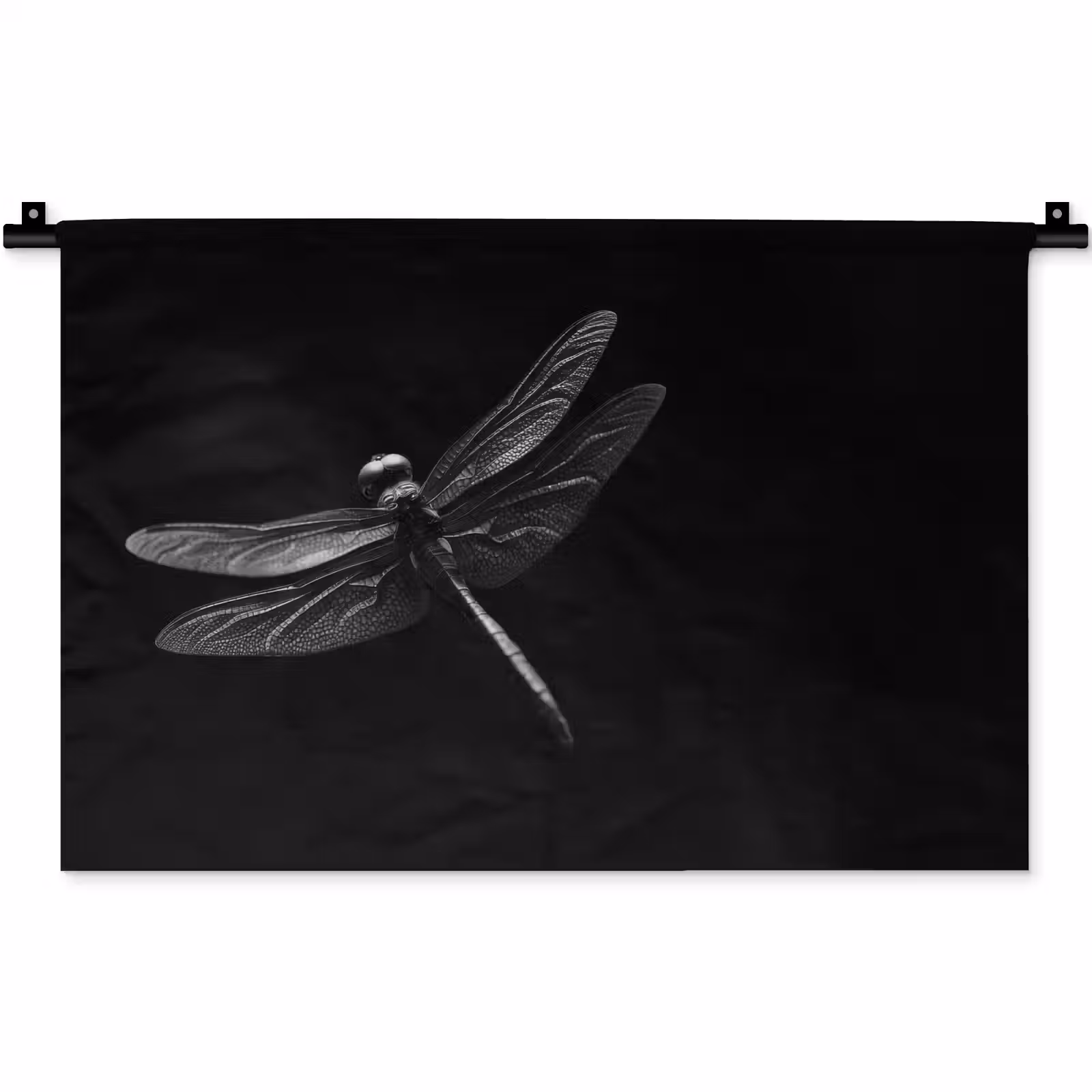Wandkleed - Libelle - Dieren - Zwart - Insect — 1