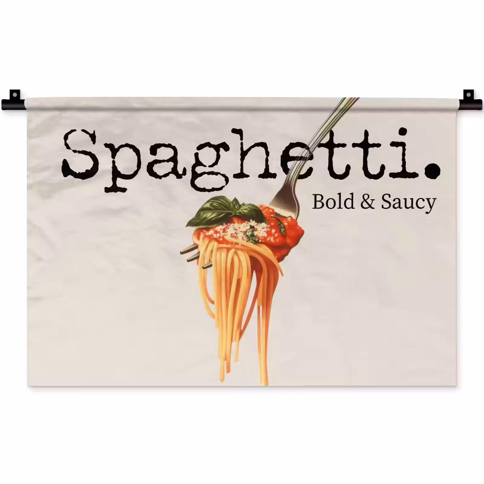 Wandkleed - Spaghetti - tomatensaus - Parmezaanse kaas — 1