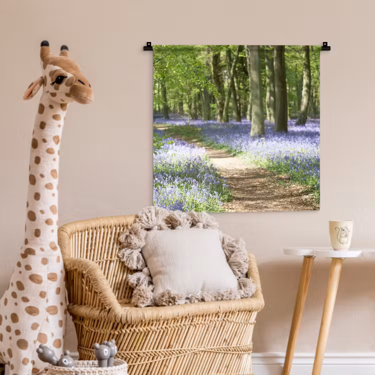 Wandkleed - Bos - Pad - Bloemen - Paars - Groen - Natuur — 6