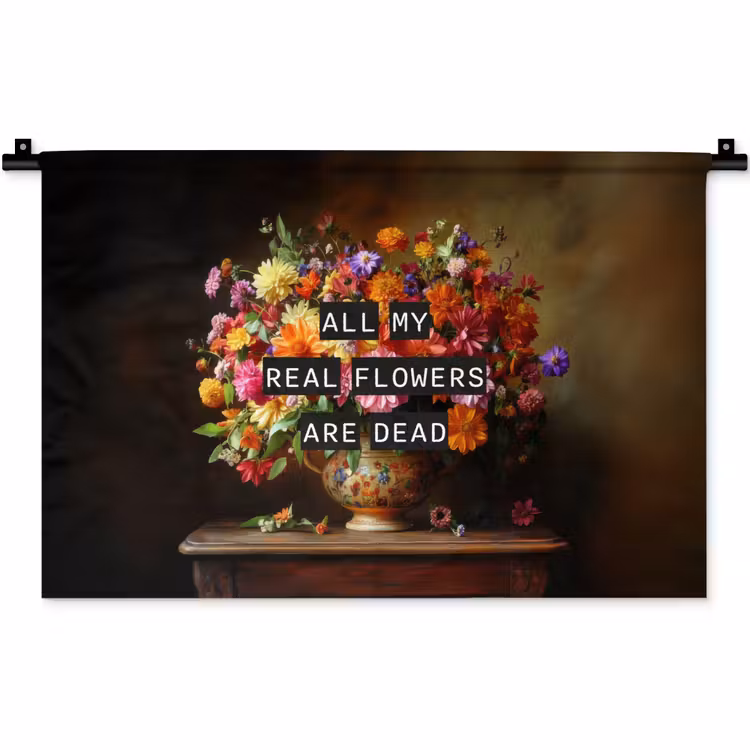 Wandkleed - Kleur - Bloemen - Vintage - Bloemenvaas — 1