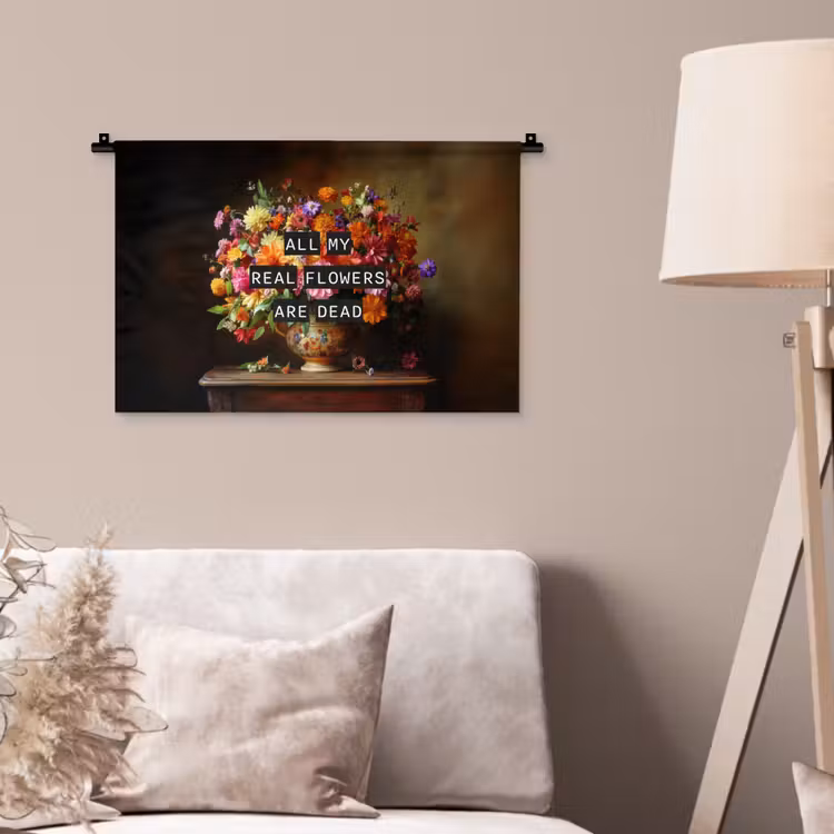 Wandkleed - Kleur - Bloemen - Vintage - Bloemenvaas — 2