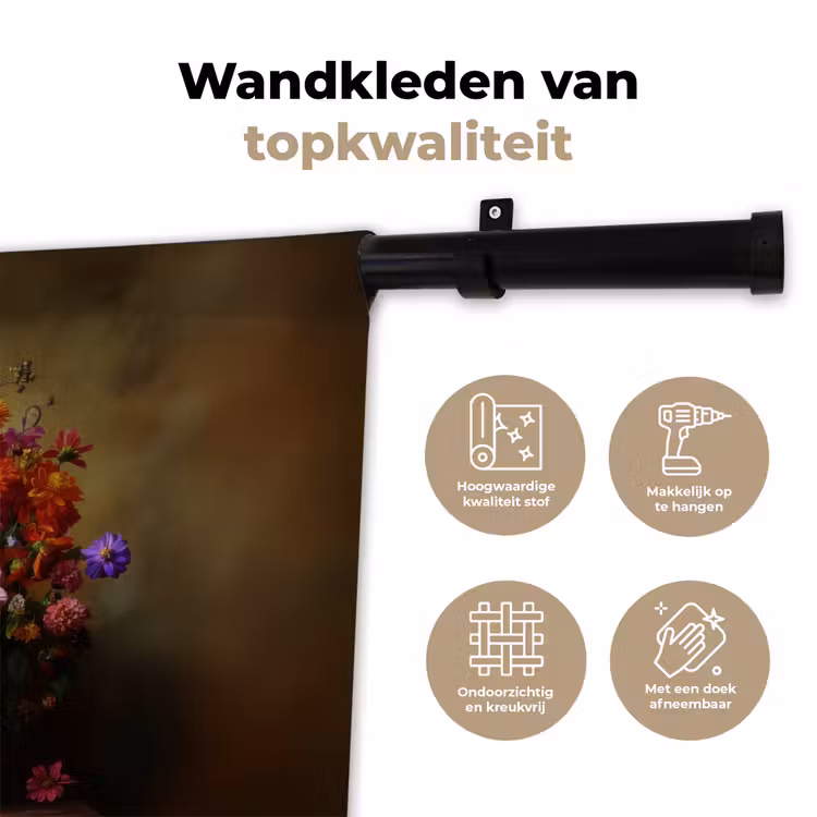 Wandkleed - Kleur - Bloemen - Vintage - Bloemenvaas — 3