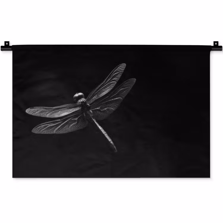 Wandkleed - Libelle - Dieren - Zwart - Insect — 1