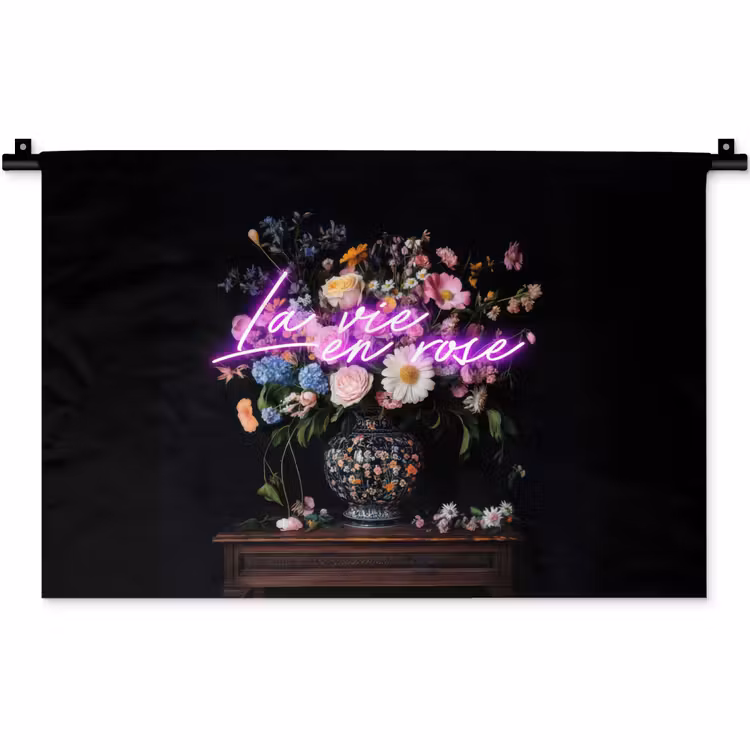 Wandkleed - Neon - Vaas - Bloemen — 1