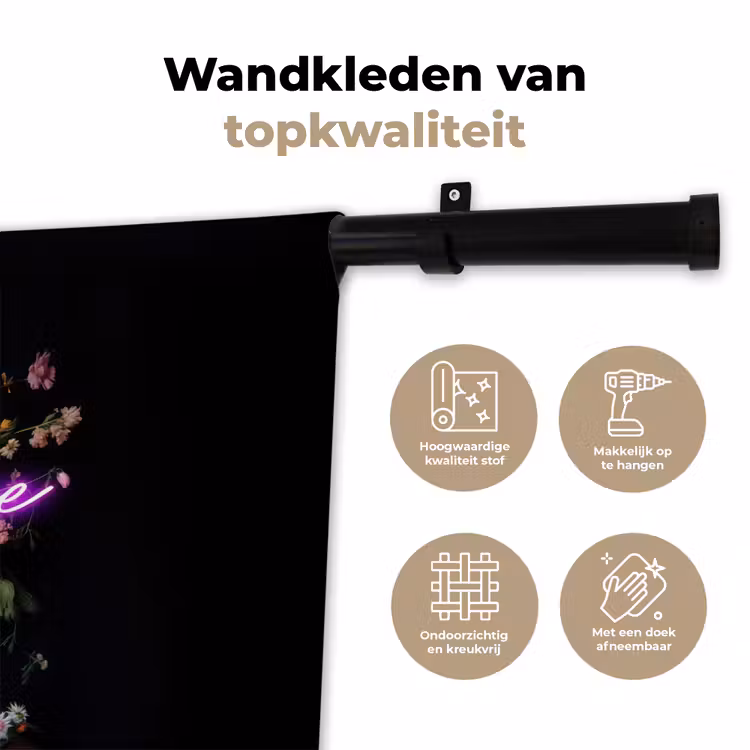 Wandkleed - Neon - Vaas - Bloemen — 3