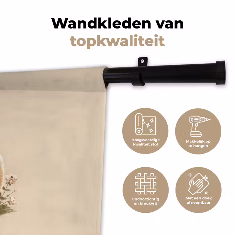 Wandkleed - Schaap - Beige - Bloemen — 3