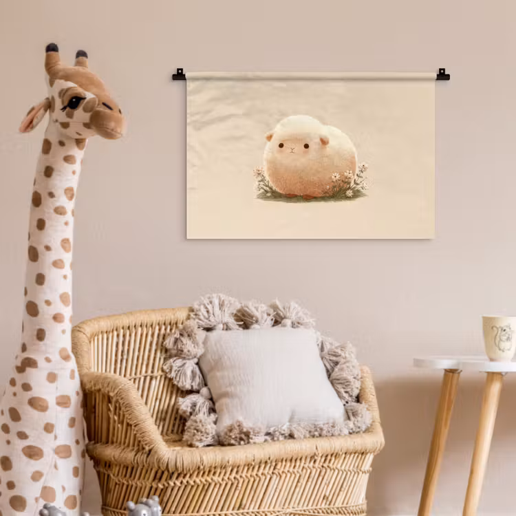 Wandkleed - Schaap - Beige - Bloemen — 5