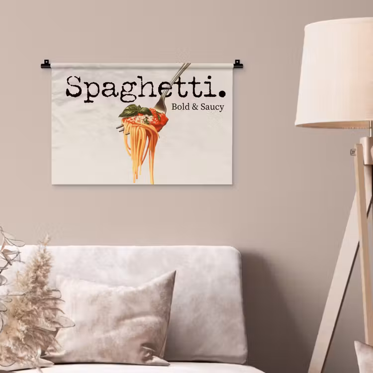 Wandkleed - Spaghetti - tomatensaus - Parmezaanse kaas — 2