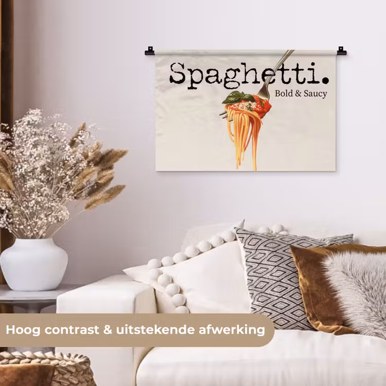 Wandkleed - Spaghetti - tomatensaus - Parmezaanse kaas — 4