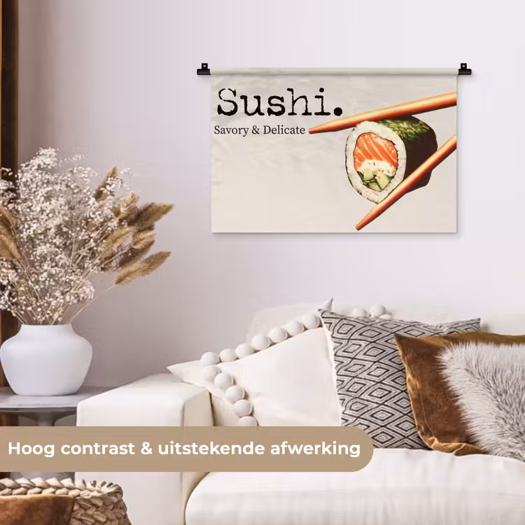 Wandkleed - Sushi - Zalm - Rijst - Japans — 4