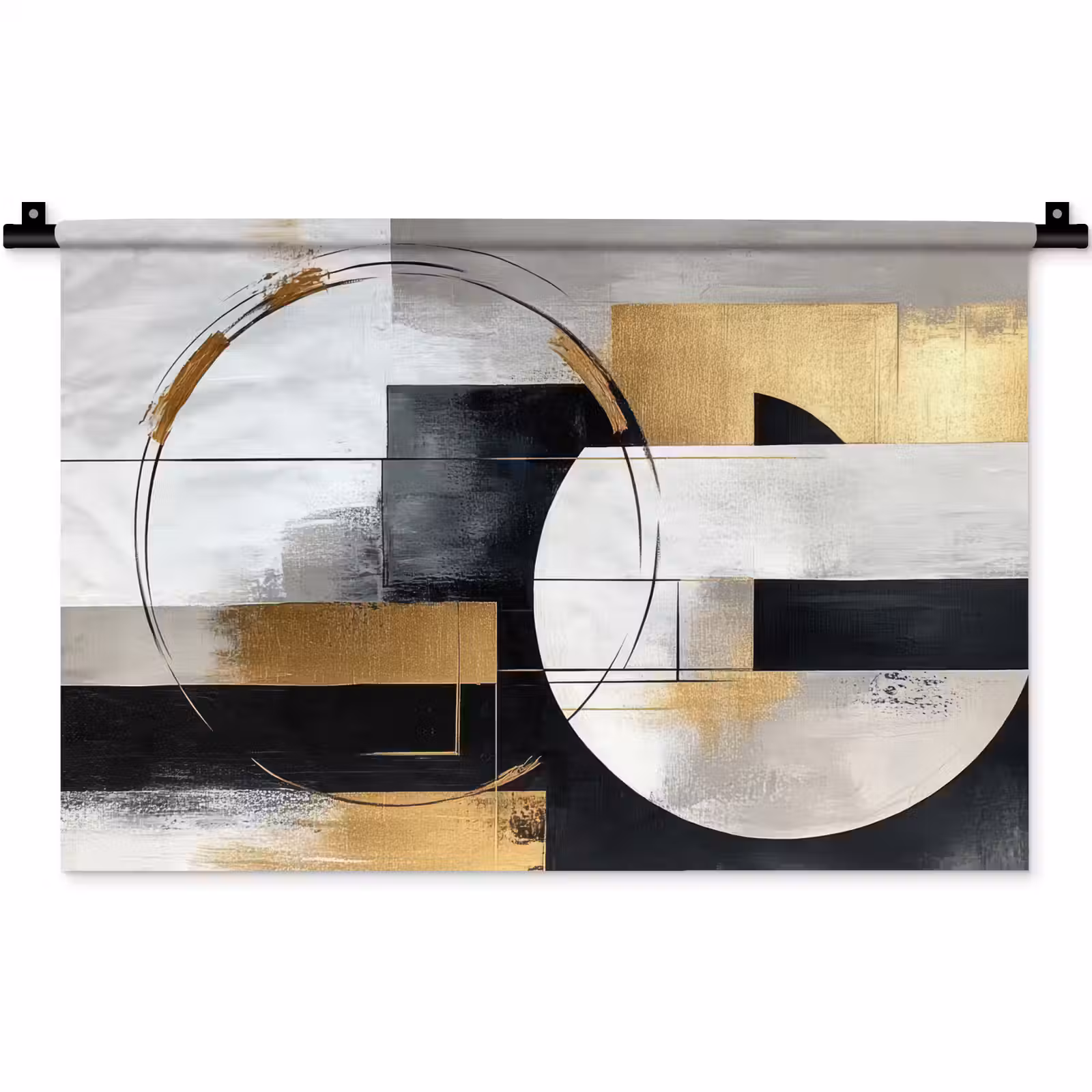 Wandkleed - Abstract - Goud - Zilver - Vormen - Aesthetic — 1