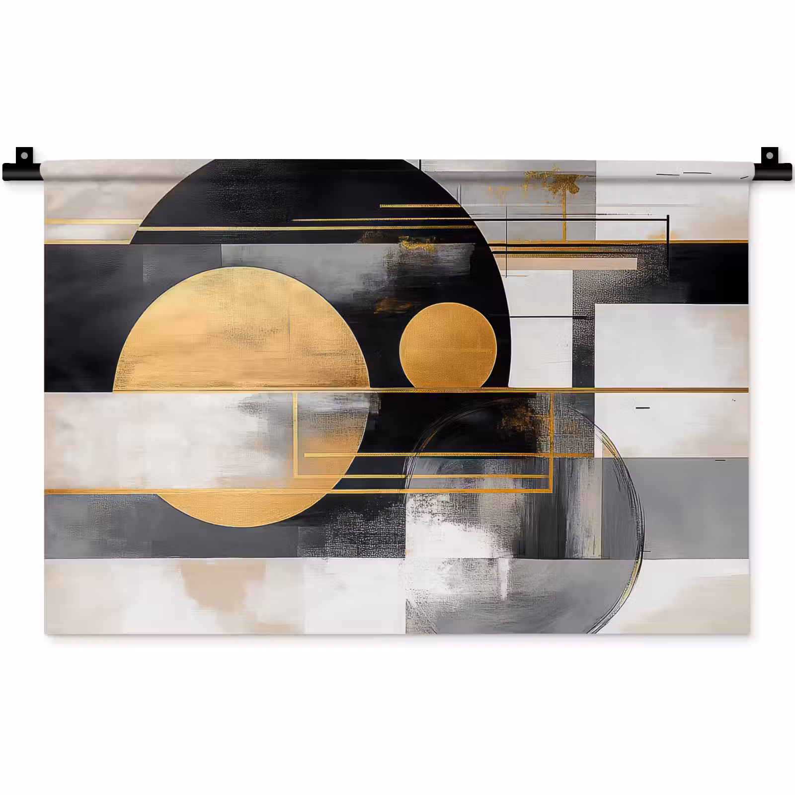 Wandkleed - Abstract - Goud - Zilver - Vormen - Aesthetic - Modern — 1