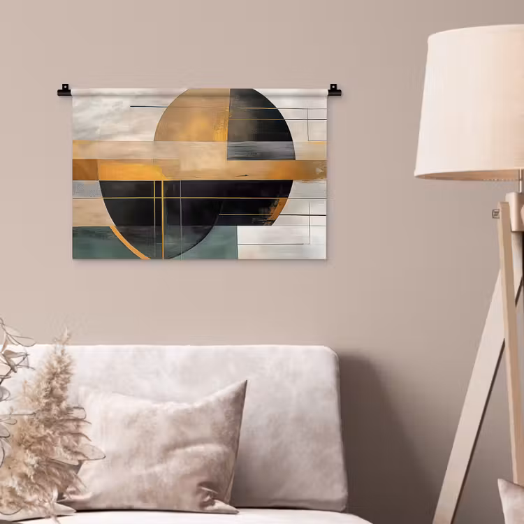 Wandkleed - Abstract - Goud - Brons - Groen - Vormen - Modern — 2