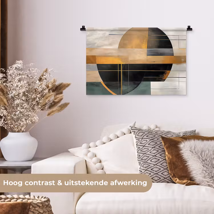 Wandkleed - Abstract - Goud - Brons - Groen - Vormen - Modern — 4