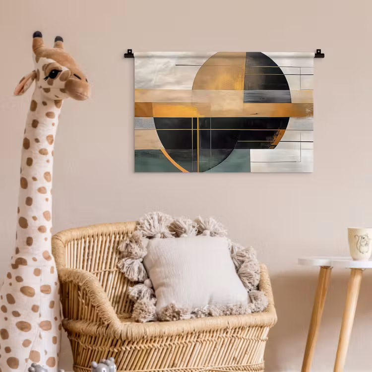 Wandkleed - Abstract - Goud - Brons - Groen - Vormen - Modern — 5