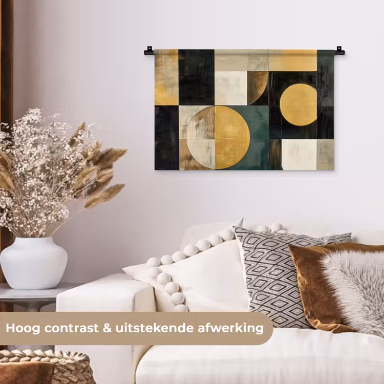 Wandkleed - Abstract - Goud - Brons - Vormen - Geometrisch — 4
