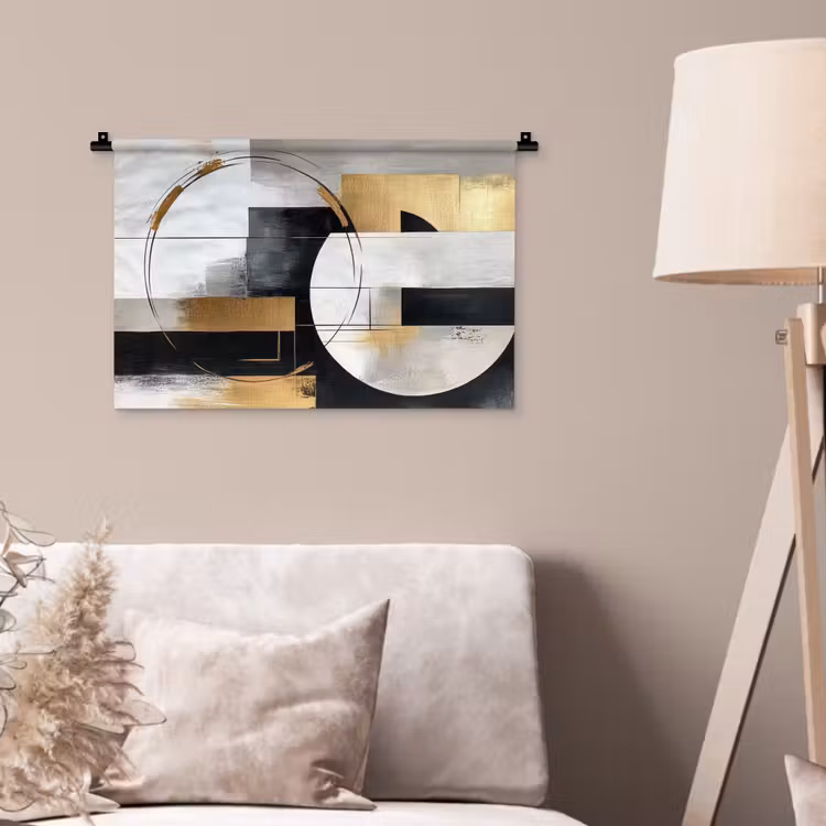 Wandkleed - Abstract - Goud - Zilver - Vormen - Aesthetic — 2