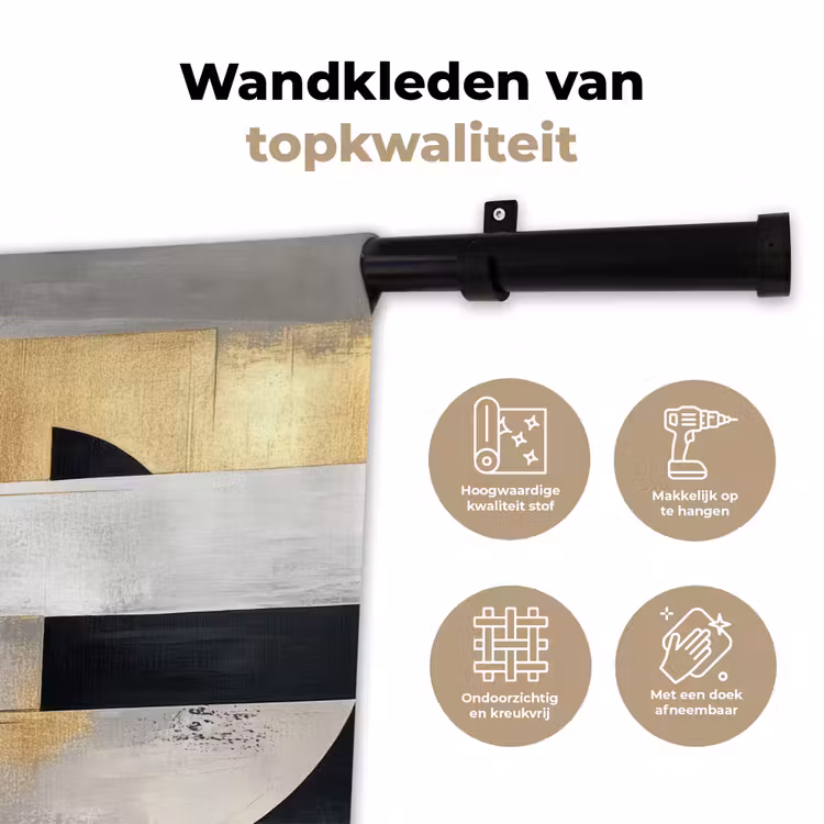 Wandkleed - Abstract - Goud - Zilver - Vormen - Aesthetic — 3