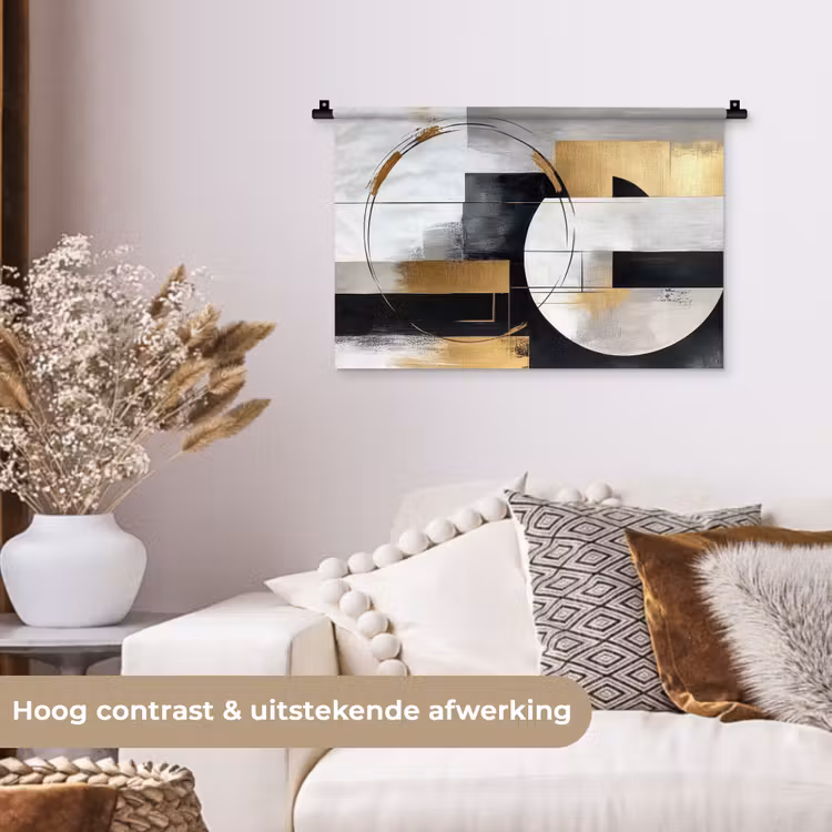 Wandkleed - Abstract - Goud - Zilver - Vormen - Aesthetic — 4