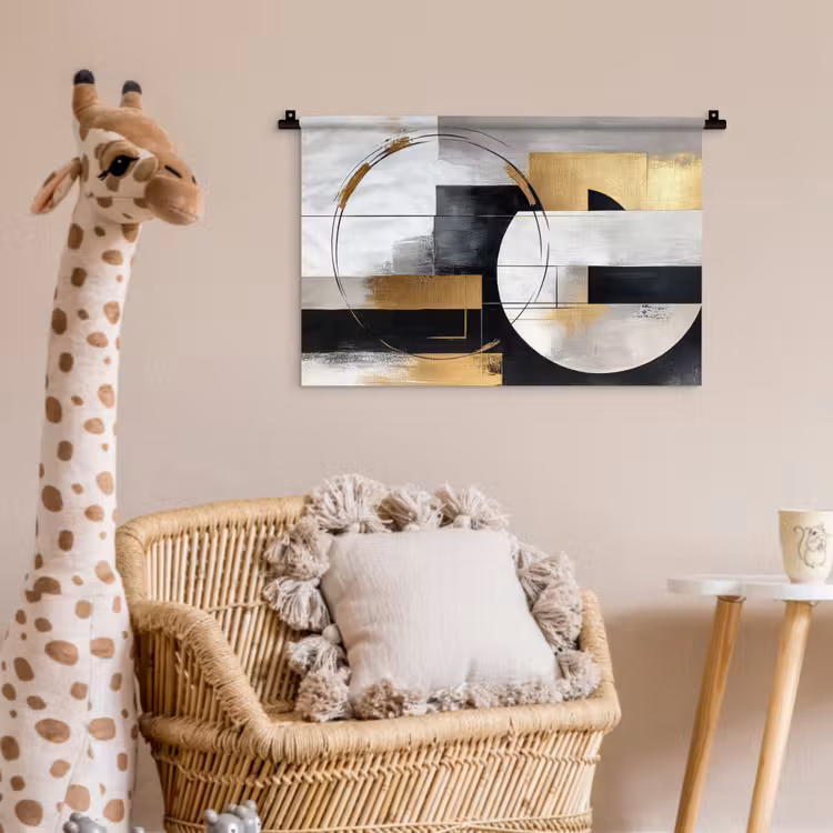 Wandkleed - Abstract - Goud - Zilver - Vormen - Aesthetic — 5