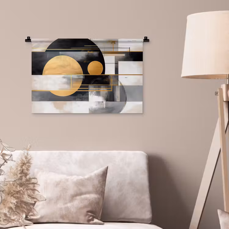 Wandkleed - Abstract - Goud - Zilver - Vormen - Aesthetic - Modern — 2
