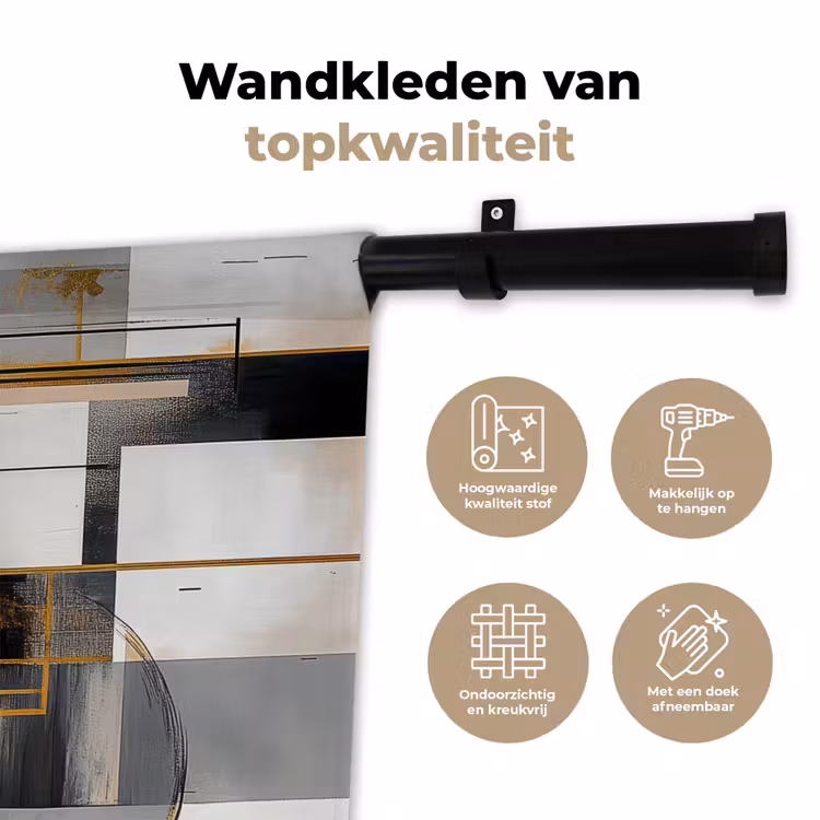 Wandkleed - Abstract - Goud - Zilver - Vormen - Aesthetic - Modern — 3