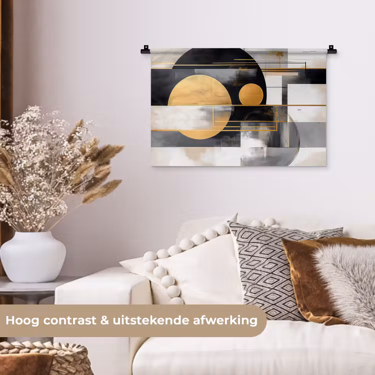 Wandkleed - Abstract - Goud - Zilver - Vormen - Aesthetic - Modern — 4