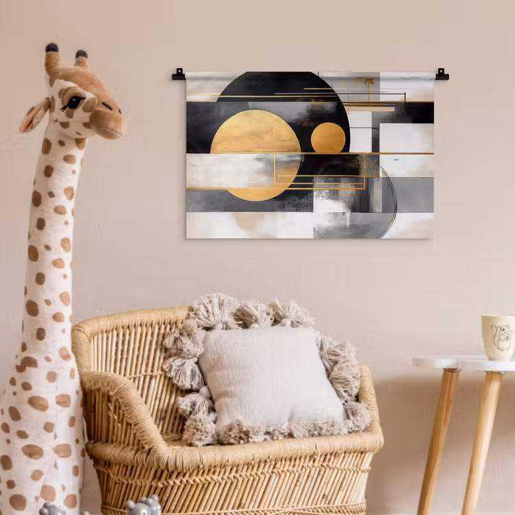 Wandkleed - Abstract - Goud - Zilver - Vormen - Aesthetic - Modern — 5
