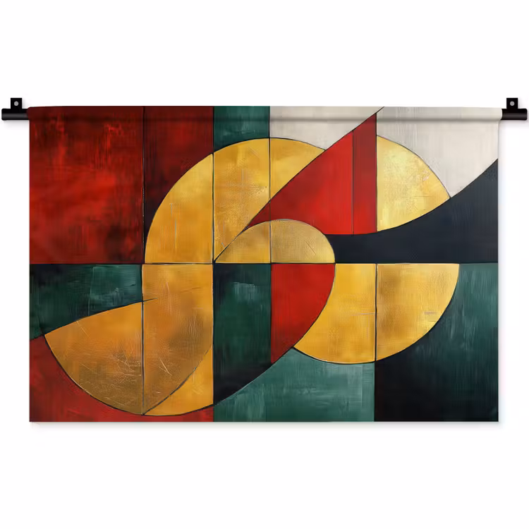 Wandkleed - Abstract - Kerst - Goud - Rood - Groen — 1