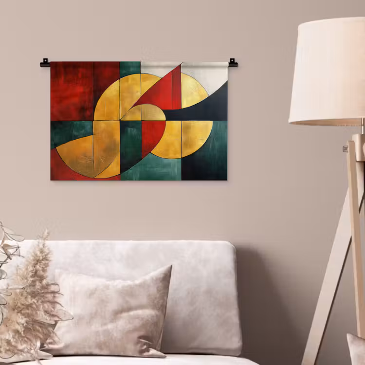 Wandkleed - Abstract - Kerst - Goud - Rood - Groen — 2