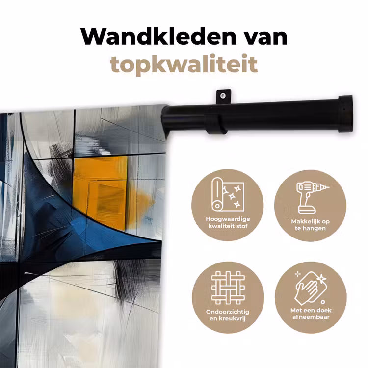 Wandkleed - Abstract - Vormen - Goud - Blauw - Geometrisch — 3