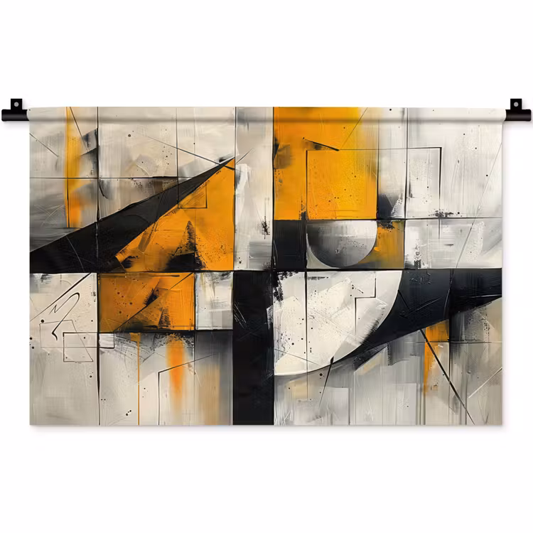 Wandkleed - Geel - Abstract - Modern - Vormen — 1